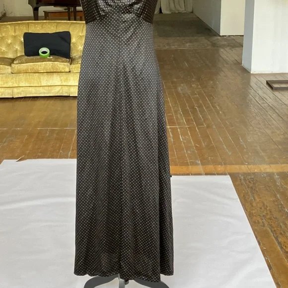 Handmaid vintage black and gold polka maxi length dress - Picture 8 of 14